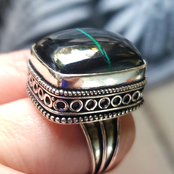New Unique Chrysocolla 925 Silver Ring. - Picture 11 of 16